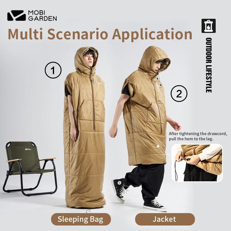 

MOBI GARDEN Hooded Sleeping Bag 5℃~ 20℃ Ultralight 20D Winter Warm Multi-functional Sleeping Bag Loose Leisure Clothes Jacket