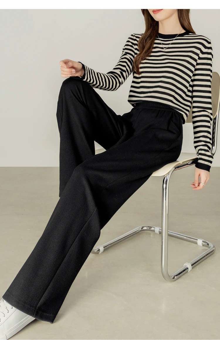 SENTUBILA Damen-Langhose, Strick, dick, gerade geschnitten, lässig, elastisch, hohe Taille, Jogginghose, Damenbekleidung 153K80276 – Detail 24