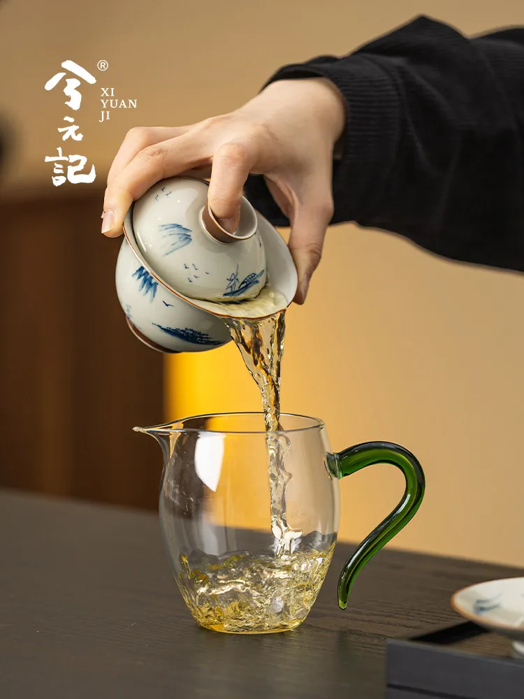 Grass and Wood Gray Hand Painted Underglaze Sancai Gaiwan Tea Cup Three-Piece Set Single High-End Brewing Bowl with Lid
