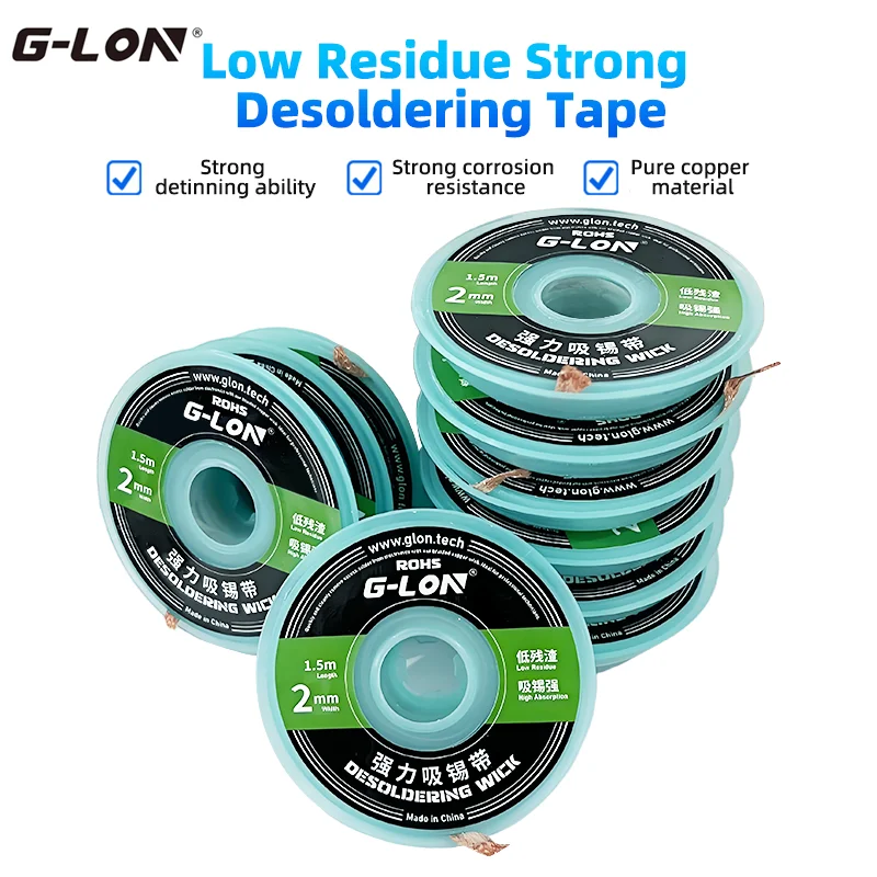 

G-LON SW-20 10pcs Desoldering Braid Tape 2mm Copper Solder Wire Soldering Wick Tin Solder Removal Braid Welding Wire Repair Tool
