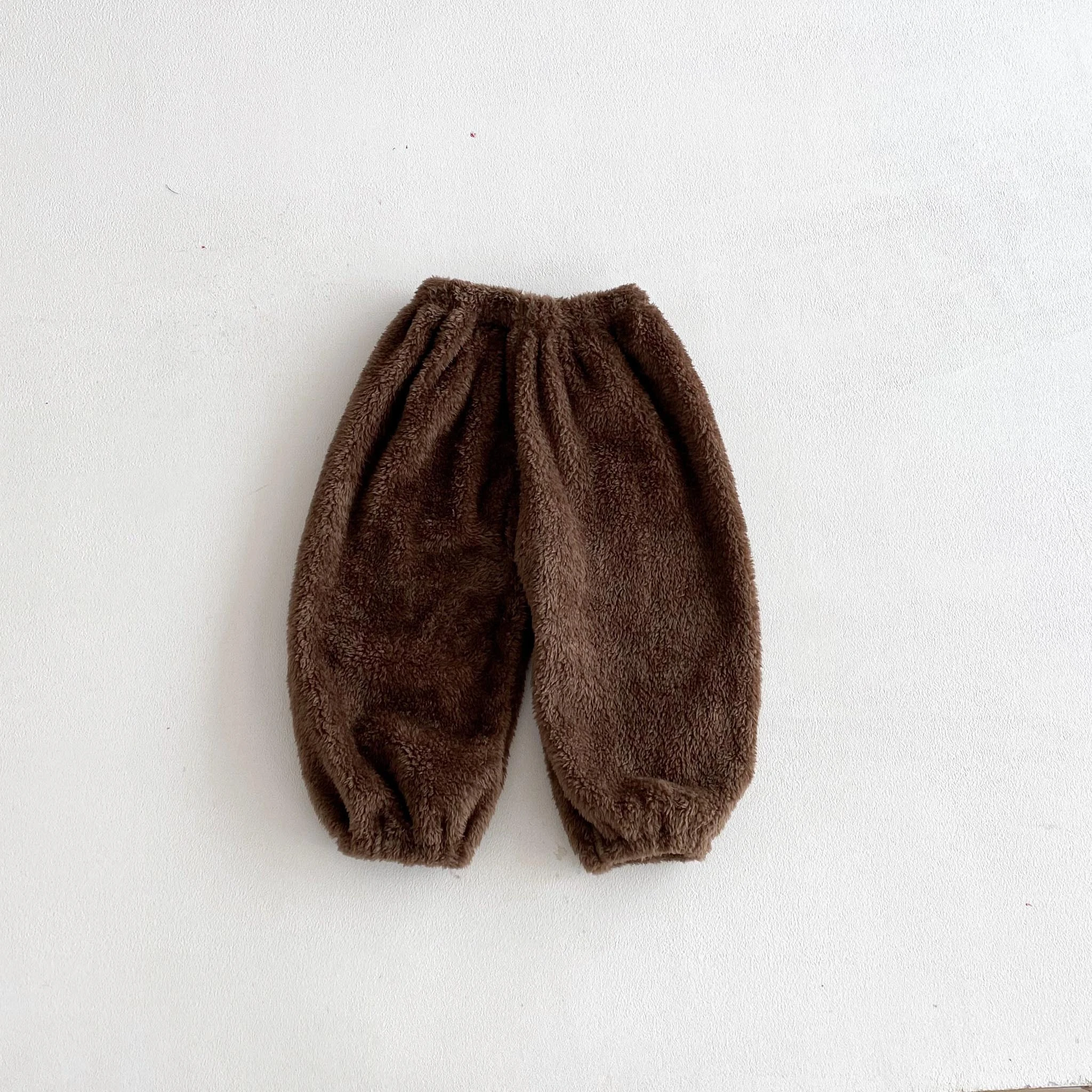 Children Solid Fleece Loungewear Pants Baby Elastic Waist Thermal Sleep Trousers Toddler Daily Trousers Wear Kid Popular Pants