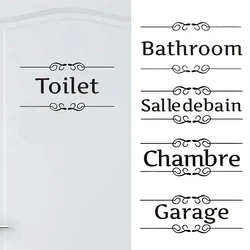 French Version Bathroom Toilet Sign Vinyl Sticker Decals WC Sign Entrance Sign Door Decal For France Home Decorative Stickers