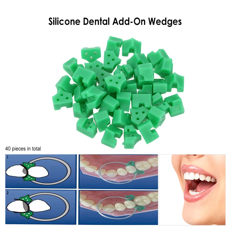 40Pcs/bag Disposable Interdental Wedge Material No1.861 Green Dental Silicone Delta Wedges Orthodontic Tools Dental Consumables