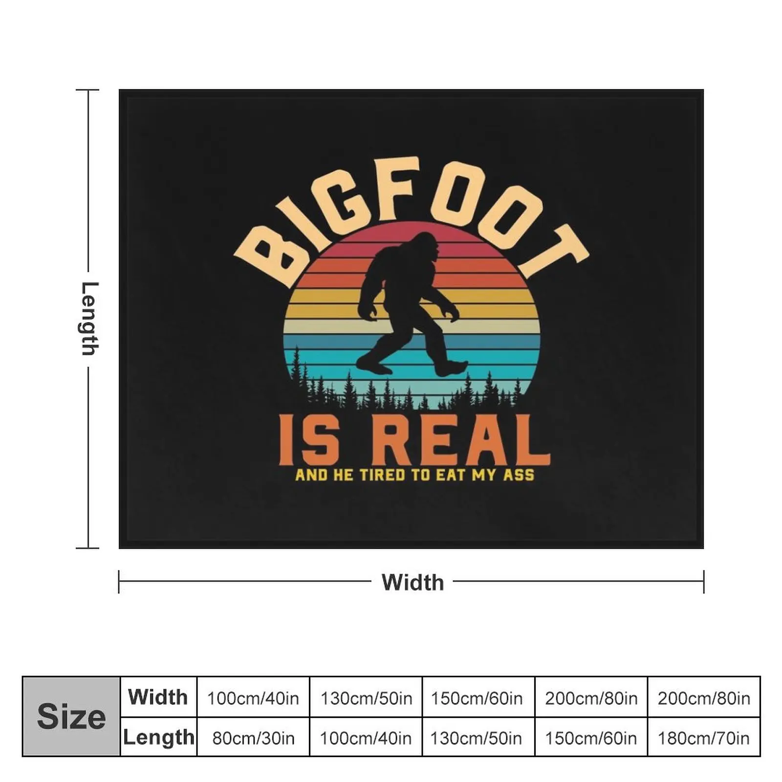 Bigfoot is Real and he Tried to Eat my Ass | Bigfoot Retro Throw Blanket Softest manga Blankets