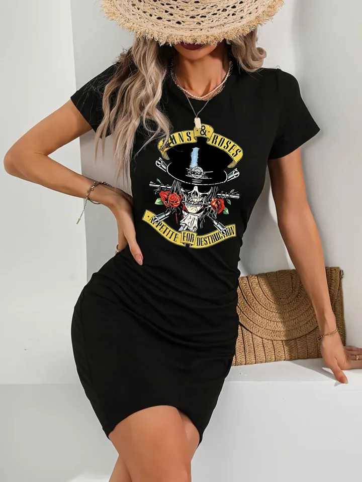 guns and roses shirt dress women's dress Guns N' Roses - VINTAGE BULLET - CHARCOAL - AMPLIFIED -  ZAV832E69