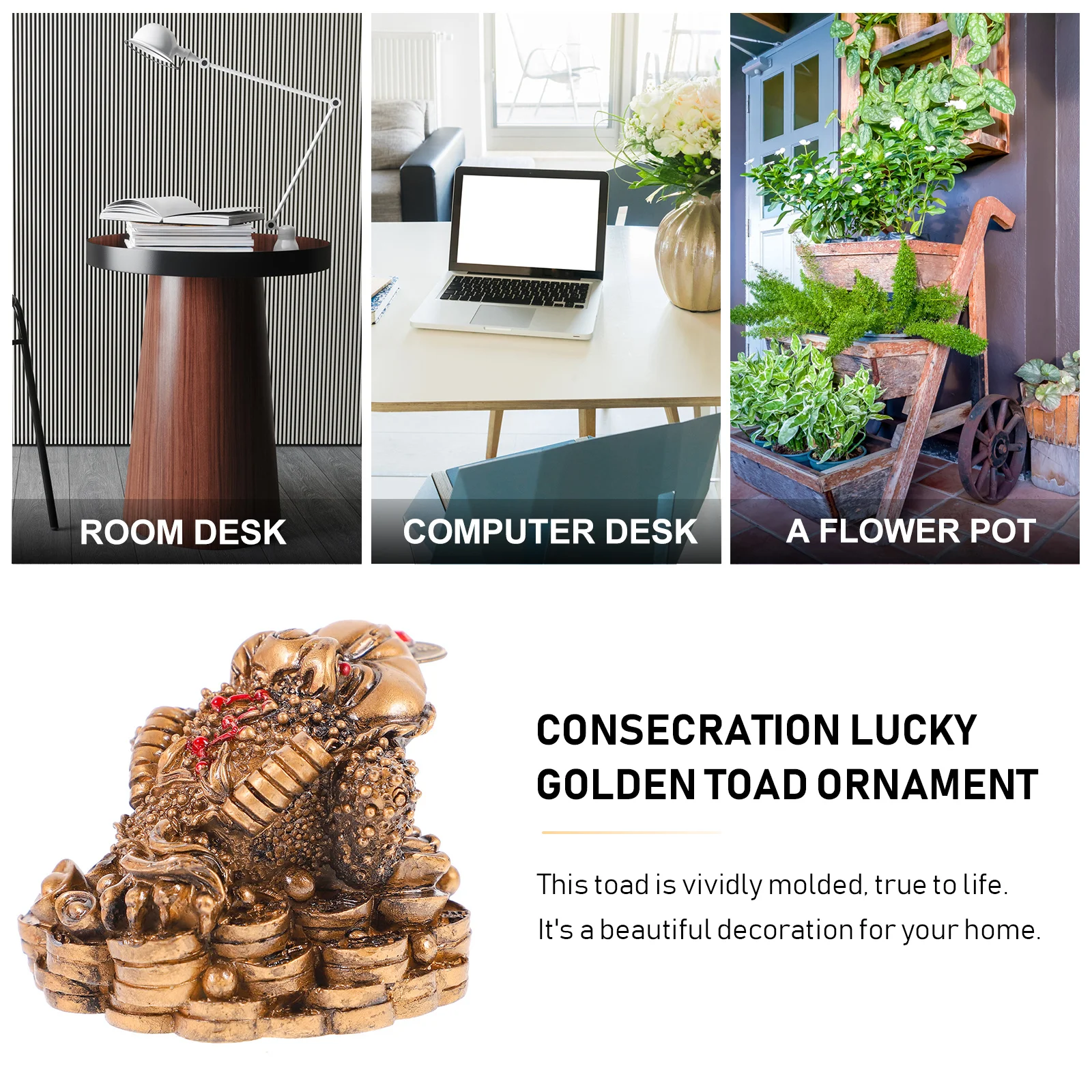 

Wealth Toad Office Toad Decoration Resin Home Decoration Living Room Office Desktop Ornament Feng Shui Gift Bronze