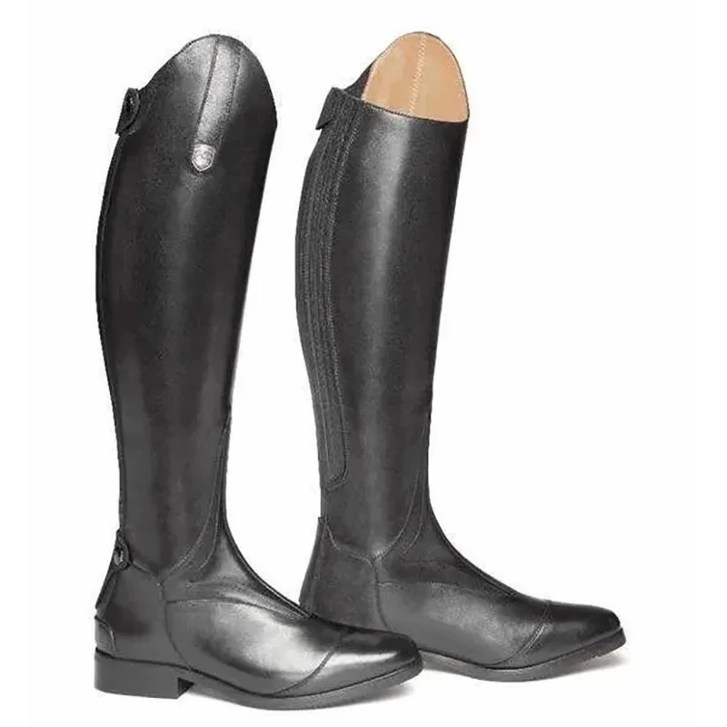 Stivali alti da equitazione Cavallo Ginocchio Scarpe in pelle Equestre Bootcut lungo Pilota ad albero largo Costume medievale per le donne MN51