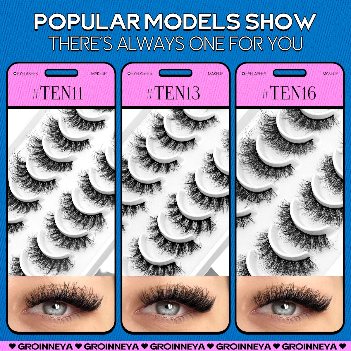 푹신한 인조 밍크 속눈썹, 고양이 눈 인조 속눈썹, 드라마틱한 두꺼운 볼륨 속눈썹, 위스피 내추럴 속눈썹, 익스텐션 메이크업, 10 쌍