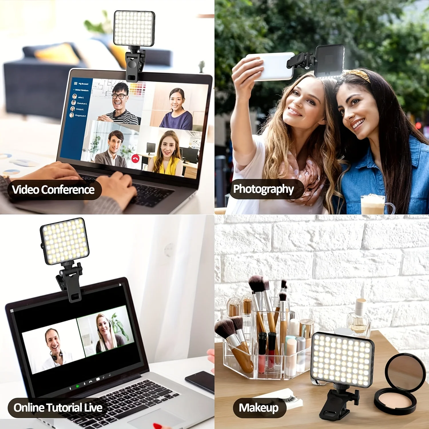 1 Stück wiederaufladbares magnetisches LED-Selfie-Licht, 3 Modi dimmbares Licht, 3000 mAh, 120 LEDs, Clip-On für Telefon/Laptop/PC, Make-up, Video