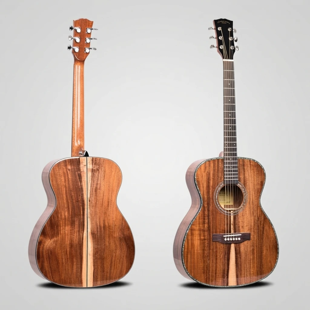 OM‑Style Round Body Acoustic Guitar,Solid Spruce Top,Rosewood Fretboard,Gloss Exotic Wood Grain For Intermediate Folk Musicians
