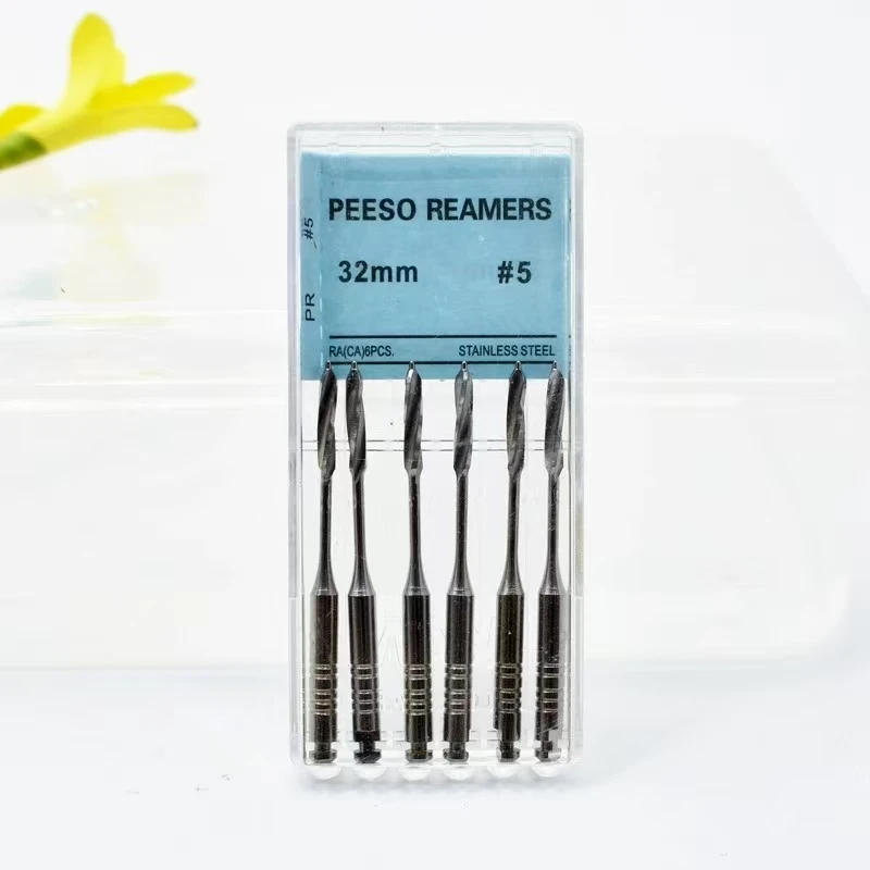 6Pcs/Box Dental Engine Use Endodontic Gates Drill Peeso Reamers Glidden Rotary 28mm/32mm #1-6 Stainless Steel Endo Files Dentist