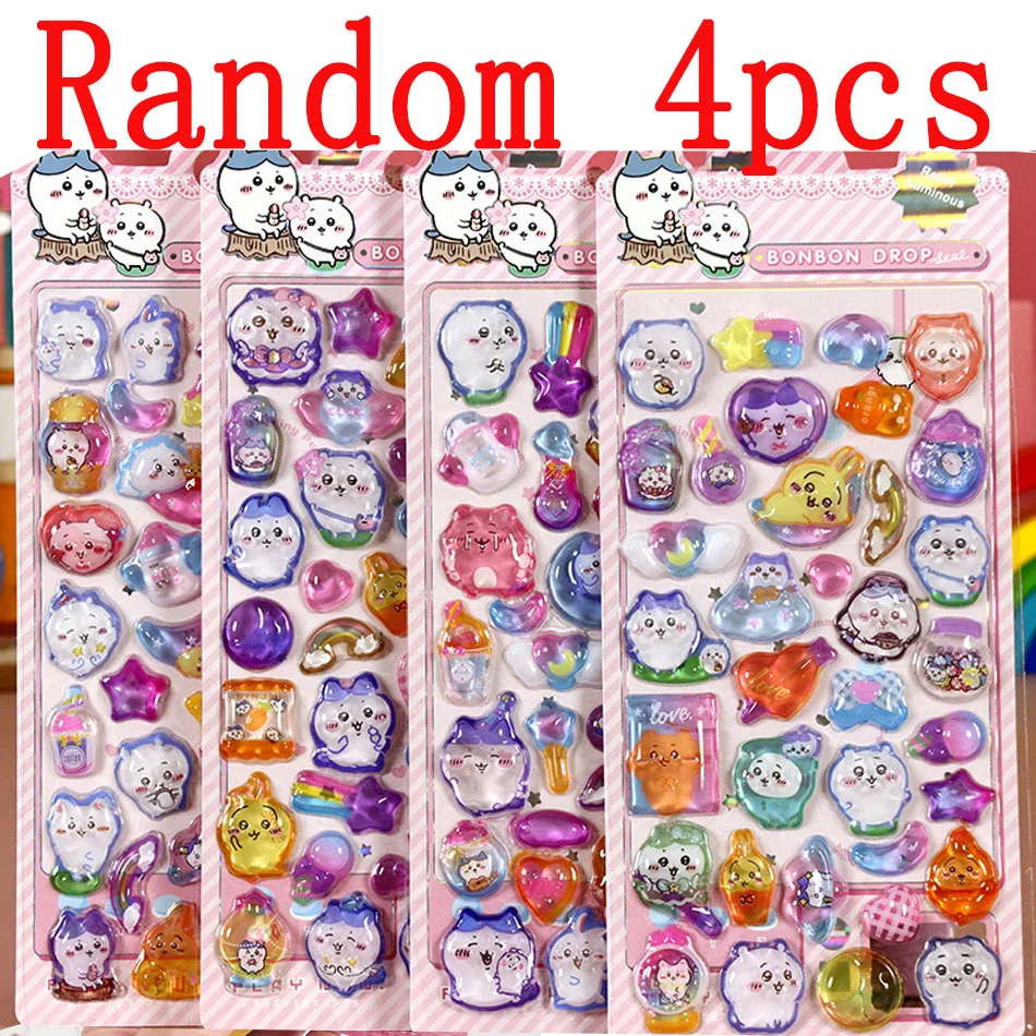 4-10 قطعة لطيف الكرتون متعة ملصقات ثلاثية الأبعاد Chiikawa ملصقات تزيين زجاجات المياه أجهزة الكمبيوتر المحمولة ديكور المنزل هدايا عيد الأطفال