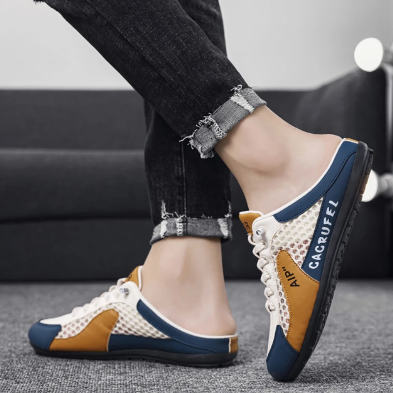 Merk Mannen Schoenen Nieuwe Zomer Mannen Casual Schoenen Modieuze Mannen Half Slippers Zachte Zool Ondersteuning Schoenen Sneakers Zapatos de Hombre