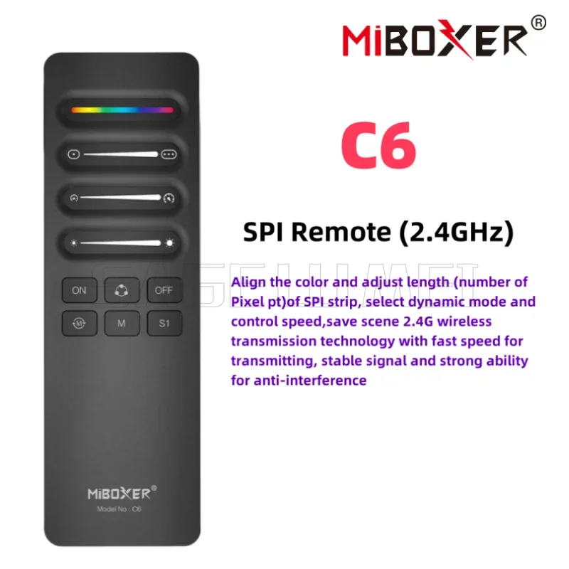 SPIR3 SPIR3-M C6 B6 SPI LED Controller MiBoxer Single Color+RGB+RGBW 3in1 Controller for Pixels Strip WS2812 with RF SPI Remote