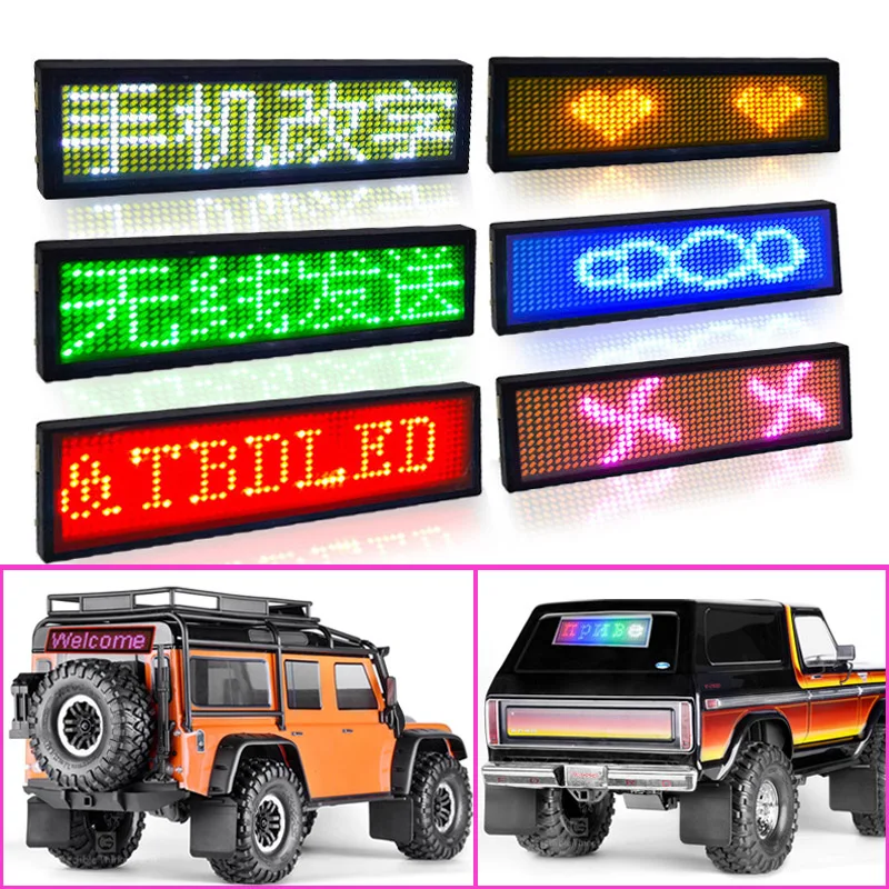 LED Display Screen Decorative Plaque for 1/10 RC Crawler Car Traxxas TRX4 Defender 1/14 Tamiya RC Truck Scania 770S MAN Benz