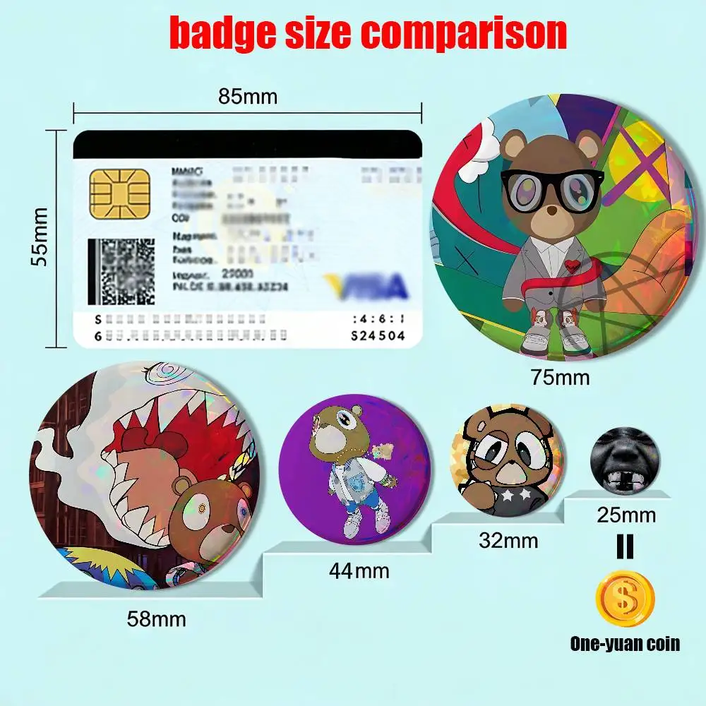 BULLY cool FATHER Kanye West HD Print 58mm 44mm Round Lapel Pins Pretty Derby Round Display Brooches Brooch Badges