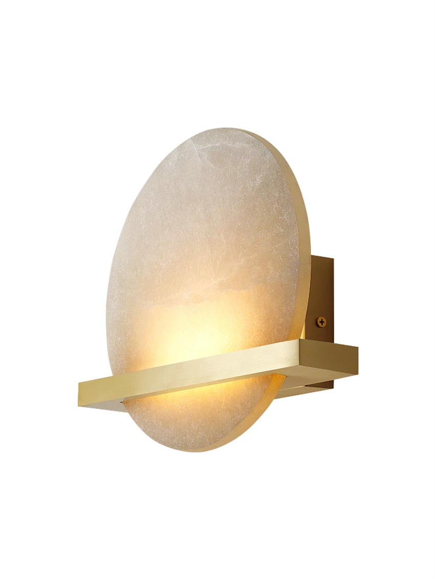 New Chinese marble sun wall lamps modern living room bedroom bedside hotel model house brass LED decorative wall sconces lights