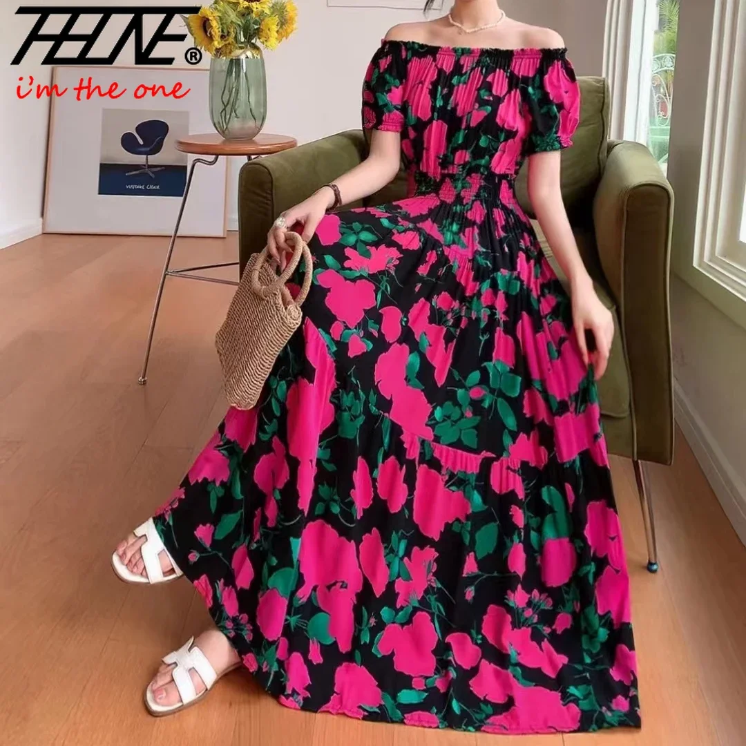 Robe Vestidos Para Mujer Holiday Dress Women 2024 Maxi Long Vintage Casual Floral Korean Style Boho Short Sleeve Elegant Dresses