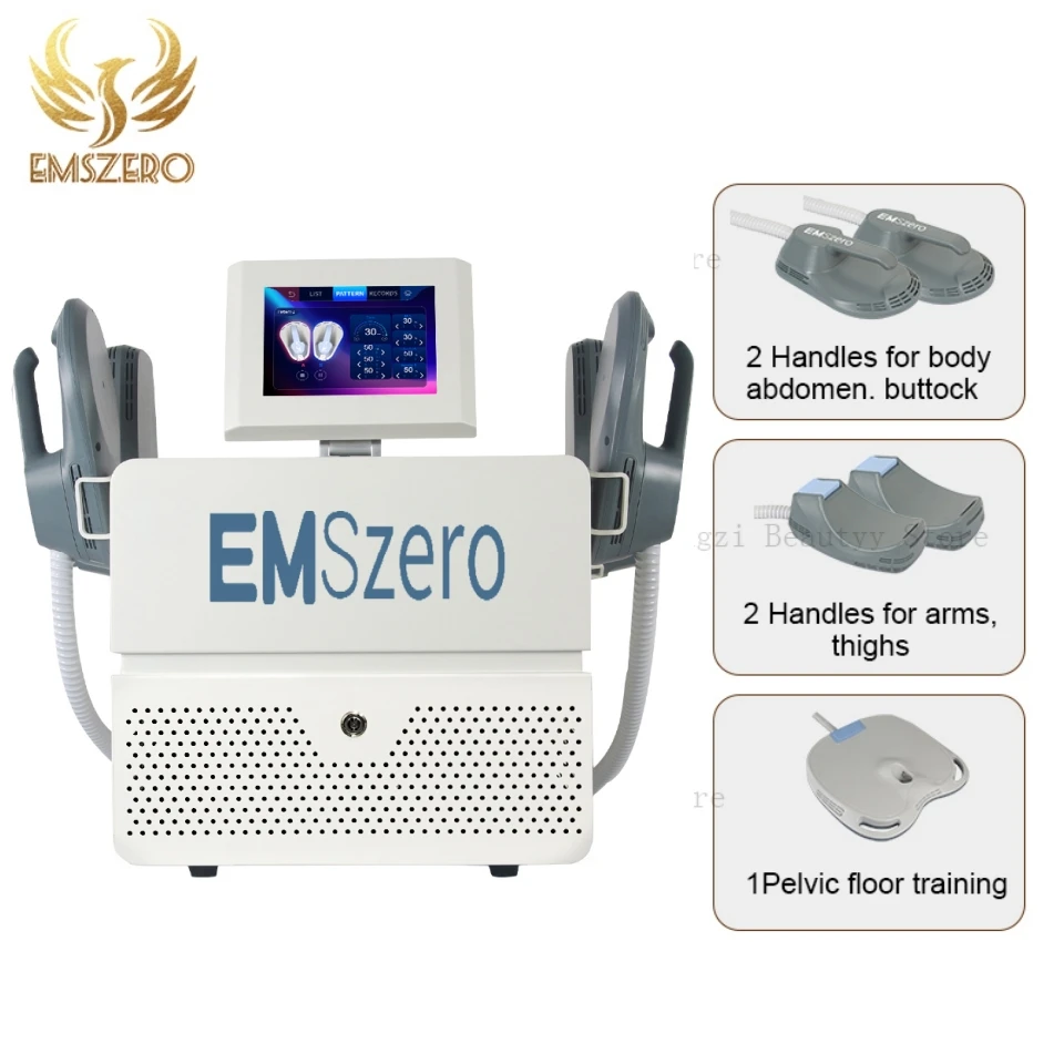 EMSzero 6500W Hi-emt+RF EMS Muscle body sculpting Machine with 4 Handles RF Pelvic Stimulation Pads Optional salon