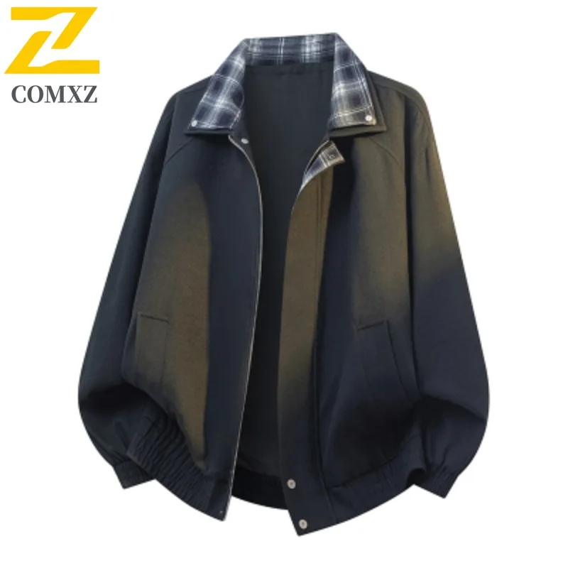 

COMXZ 2025 Bad Boy Style Casual Jacket Men's Trendy Loose Fit Streetwear Vintage Distressed Denim Coat Urban Hip Hop Outerwear