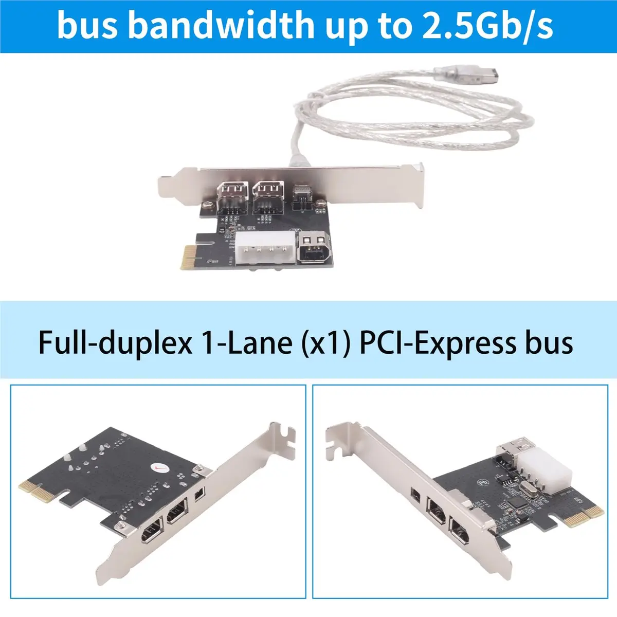 plplp PCI-E 1X 1394 4 Port DV HD Video Capture Card Firewire Card 800/400/200/100Mbps Supports Hot-Swapping for Desktop