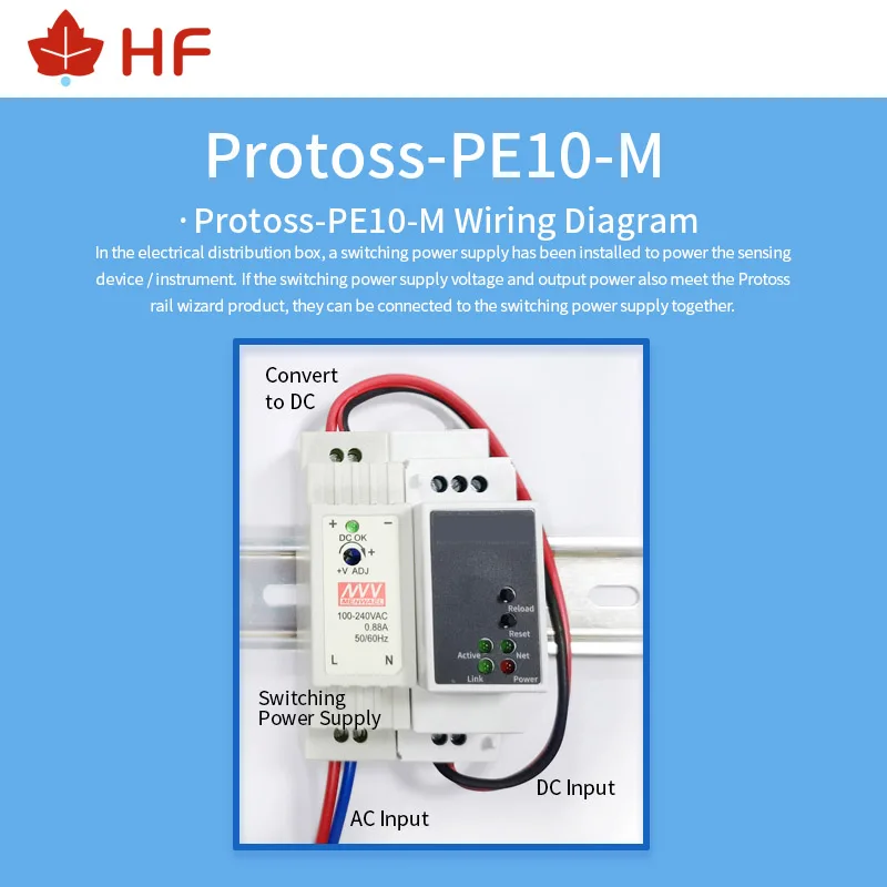 HF Protoss-PE10 DIN-Rail Modbus RS232 Serial Port To Ethernet Converter Bidirectional Transparent Transmission Data Collector