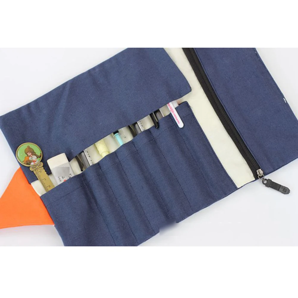 

Portable Pencil Case Color Matching ganizer Knitting Roll Storage Elastic Slots Canvas Art Gift Pen Pouch Holder