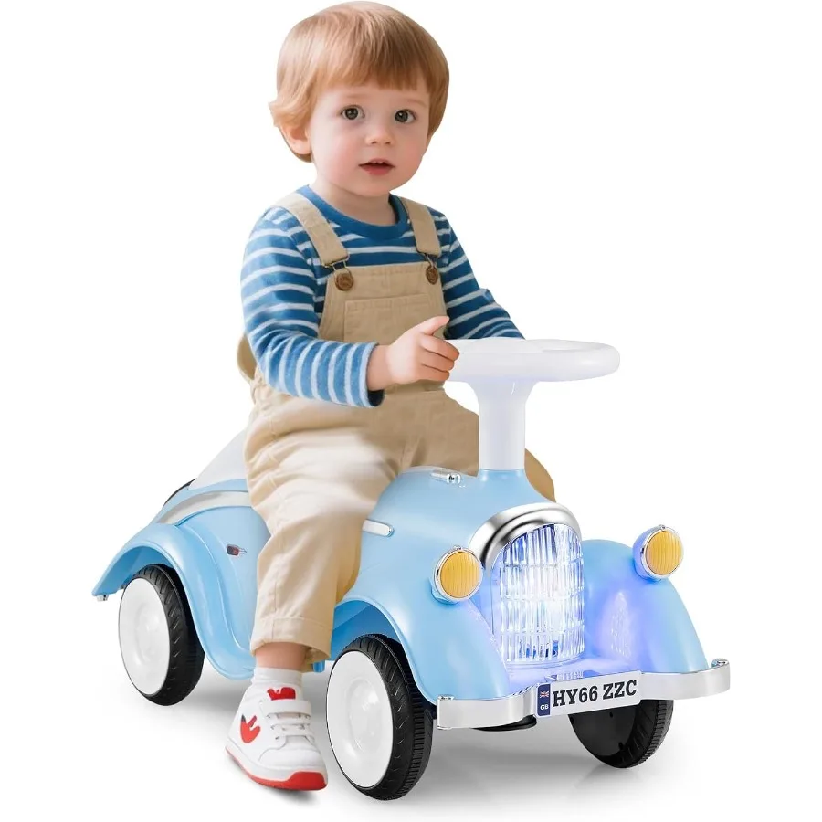 Ride On Push Car for Toddlers Retro Foot-to-Floor Sliding Car w/Steering Wheel Sound and Under Seat Storage No Batteries Ride O