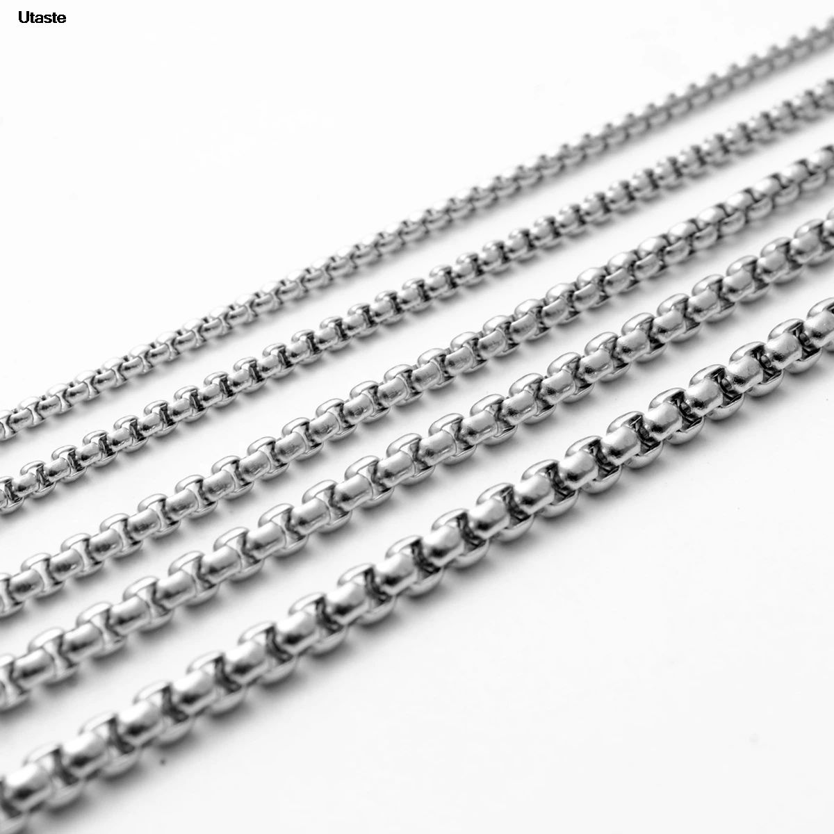 Fashion Long Box Chain Necklace Stainless Steel Basic Punk 2-7mm Thick Chains Jewelry Gift for Men Women Wholesale