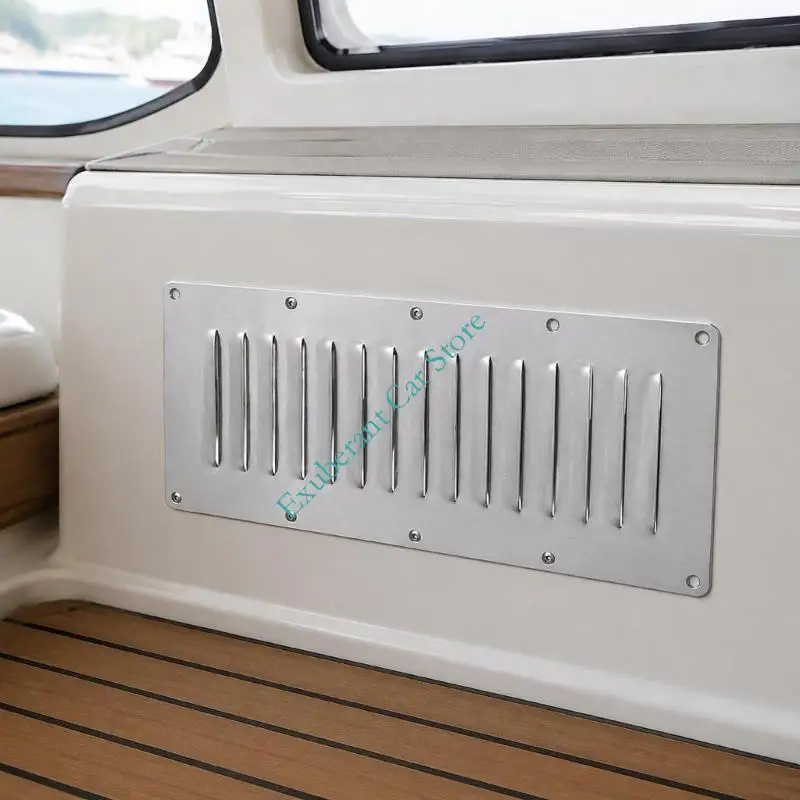 Single Rectangular Louvered Vent Cover 316 Stainless Steel Faceplate for Boat and Recreational Vehicle Ventilation Installations