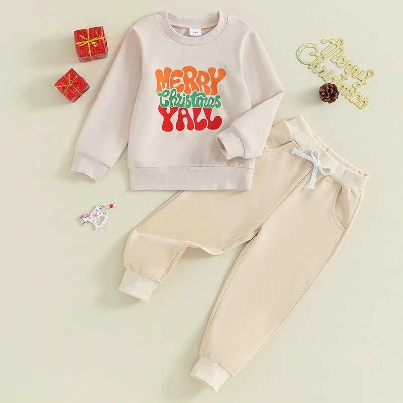 Adorable 2 Piece Baby Outfit with Printed Long Sleeve Top and Stretchy Pants Set for Stylish Newborns in Autumn Collection