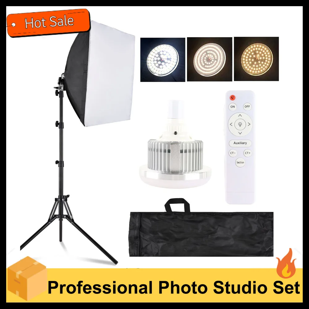 Studio-Fotografie-Beleuchtungsset, Softbox-Beleuchtungsset inklusive 85 W zweifarbigem LED-Licht +