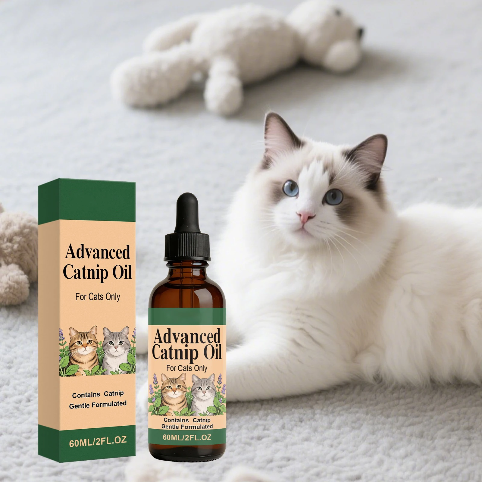 Catnip Oil 60ml, Natural Calming Supplement, Relieve Stress Anxiety Promote Relaxation, Pet Supplies