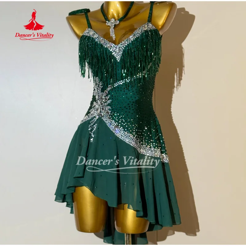 Latin Dance Competition Costume Dress Adults and Children Customized Advanced Sexy Stage Performance Clothing Dancer's Vitality