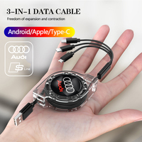 Car Interior 3 In 1 Fast Charger USB Data Cable Auto Accessories For Audi S Line A3 A4 A6 A5 Q5 A1 Q7 Q3 Q2 Q8 A7 A8 TT S1 SQ5 R