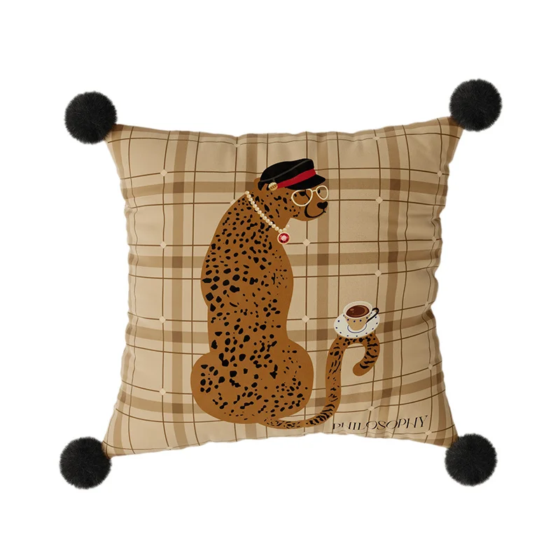 Decorative Throw Pillow Covers Couch Square Pillowcases Cushion for Bedroom Sofa Vintage Decor 18x18 Inch Leopard Print Luxury