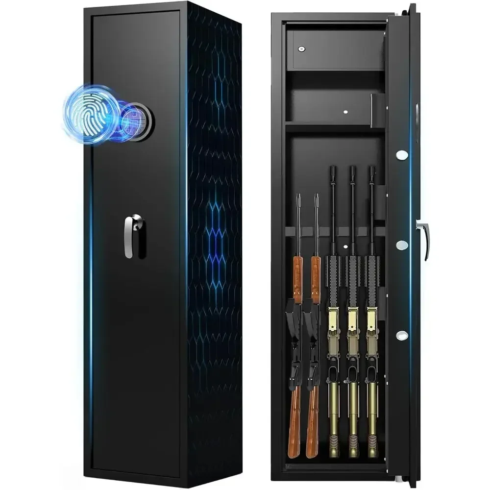 Biometric Safe, 5-7 Minute Quick Access Safe with Inner Lock Box, Shotgun Safe with Digital Keypad, Assembled Gun Cabinet with R
