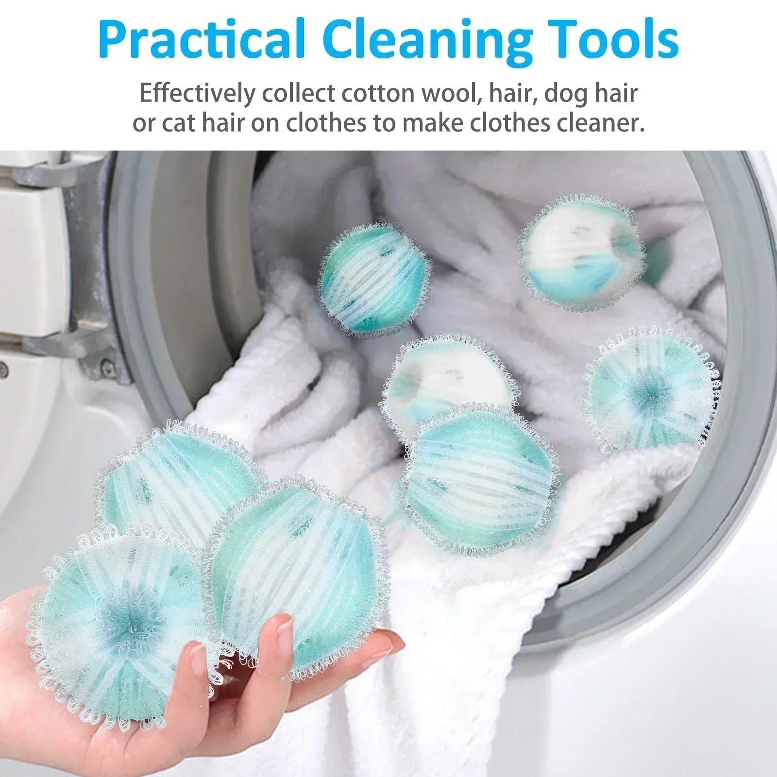 16Pcs Laundry Pet Hair Remover Reusable Washing Hair Catcher Floating Pet Hair Removal Balls Lint Remover Balls Easy to Use New