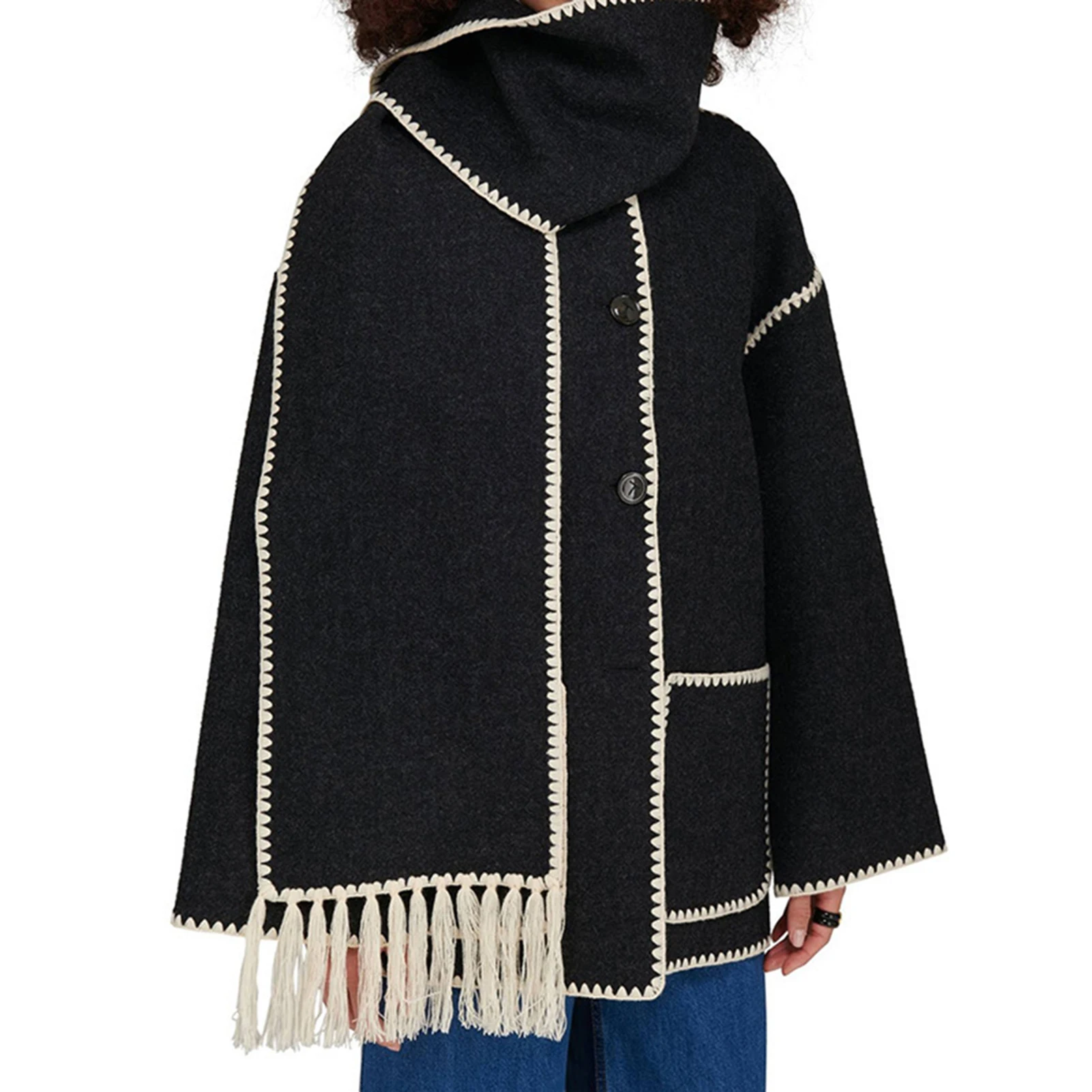 New 2023 Autumn Fashion Women\'s Coat With Scarf Elegant Female Long Sleeve Casual Warm Lady Jacket Vintage Female Winter Coats