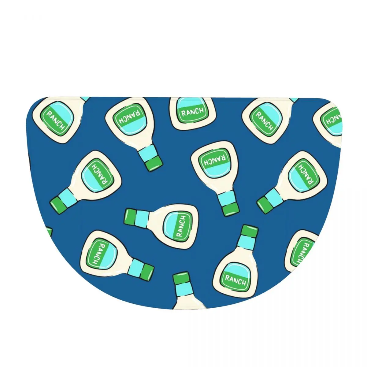 Ranch - Salad Dressing Bottle (blue) Soft Flannel Half Round Doormat Non Slip Bathroom Mat Absorbent Floor Carpet for Garage