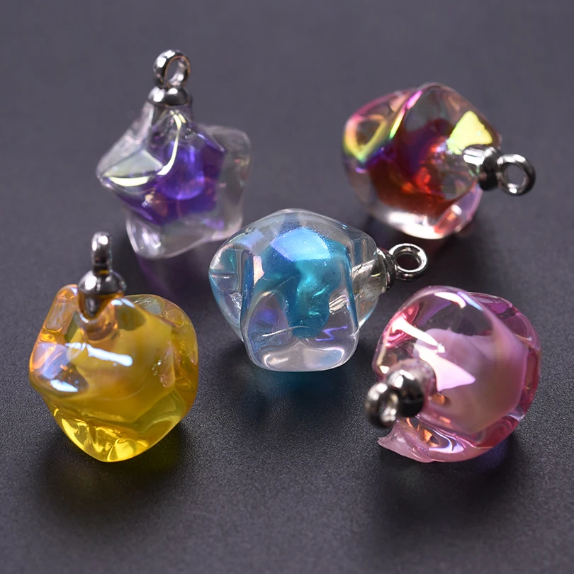 10pcs/Mix Colorful Star Bead Pendant Glass Material Charms Accessories Diy Bracelet Accessories Earrings Openwork Pendants