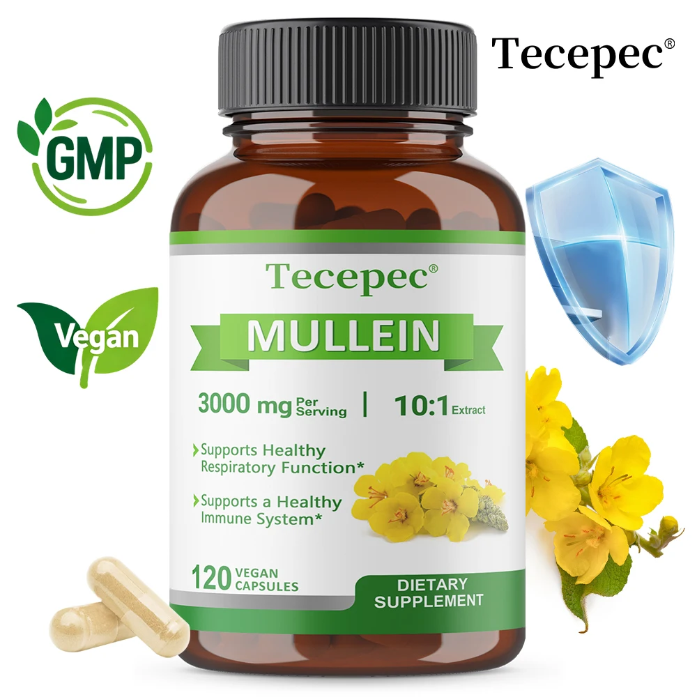 

Mullein Extract Capsules (10:1), Protect Respiratory Health, Support Lung Health and Enhance Immune Function, Vegan, Non-GMO