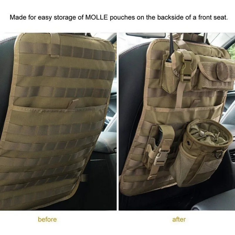 Tactical Molle Bag Car Seat Back Organizer Storage Bag Pouch Multi-function Seat Cover Vehicle Panel Car Seat Cover Protector