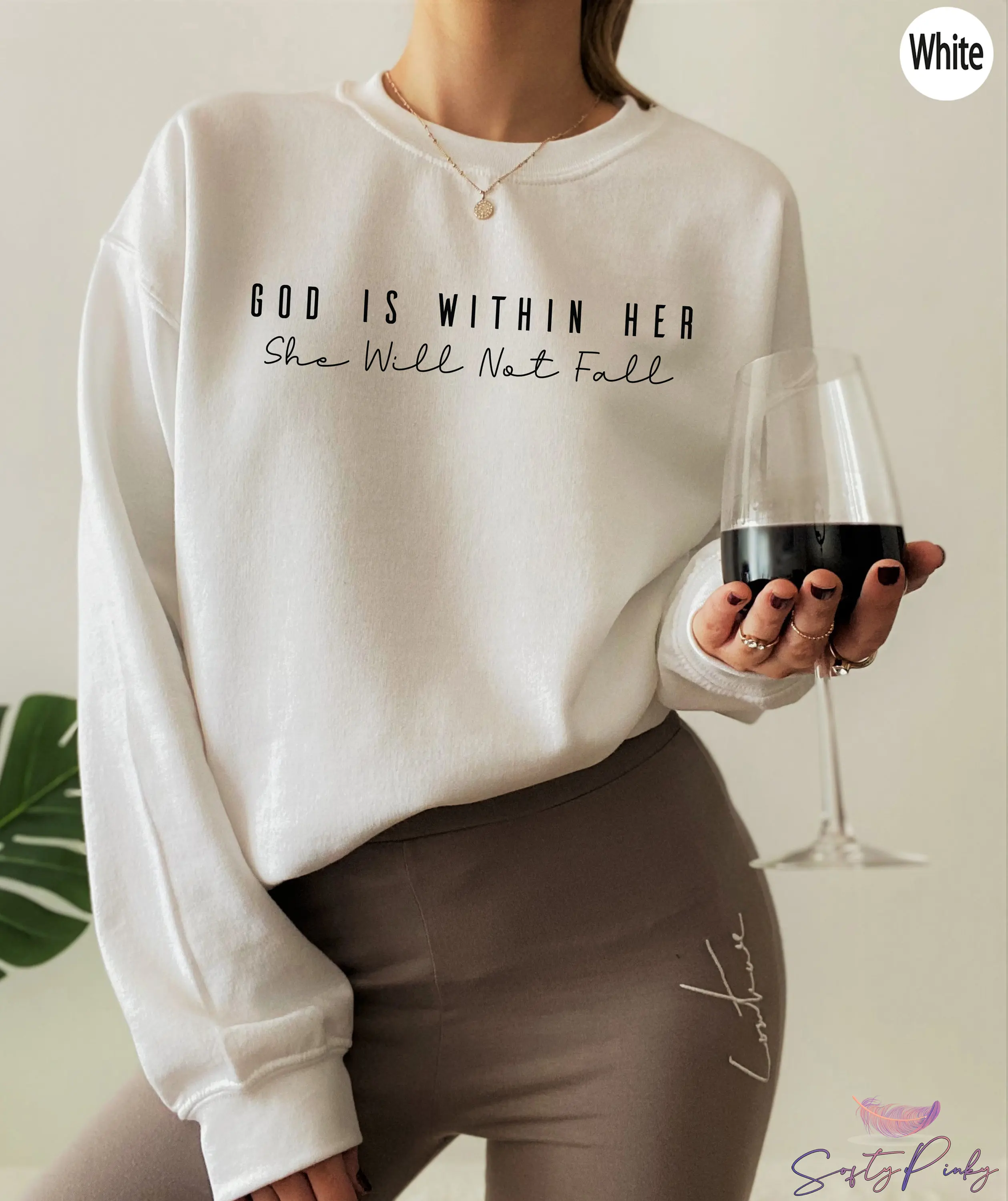 

2024 New Popular Hot Sale Mother's Day Women Sweatshirt God Is Within Her She Will Not Fall Warm Slogan Female Casual Sweater