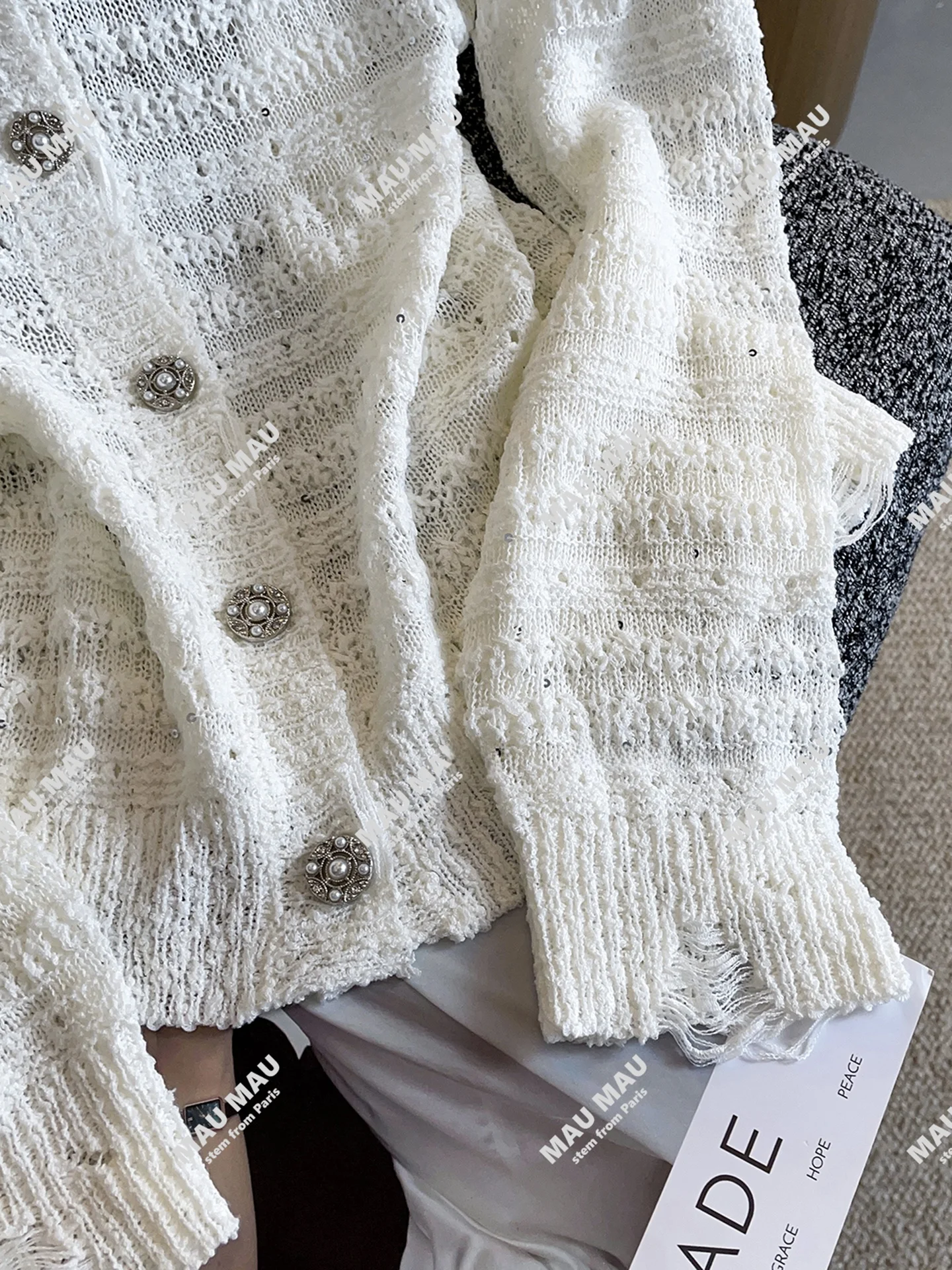 

Soft Sweet Knitted Cardigan Hole Design Striped Sweater Women's Premium Faion Autumn Collection Comfortable Long Sve Top