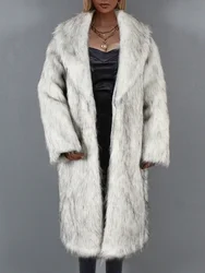 Women's Warm Faux Fox Fur Long Coat Winter Jackets Leisure Long Jacket Windbreaker Women Thick Fluffy Luxury Bontjas Outerwear