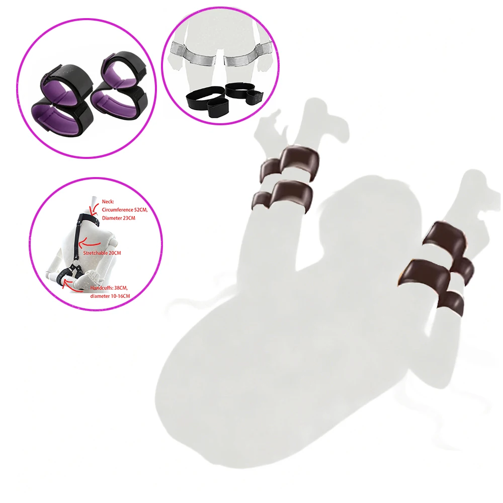 Adult SM Sex Restraint Handcuffs Slave Tools Bdsm​ No Vibrators Sexy Wrist To Ankle Cuffs Open Leg Hand Toys Bondage For Couple image 2