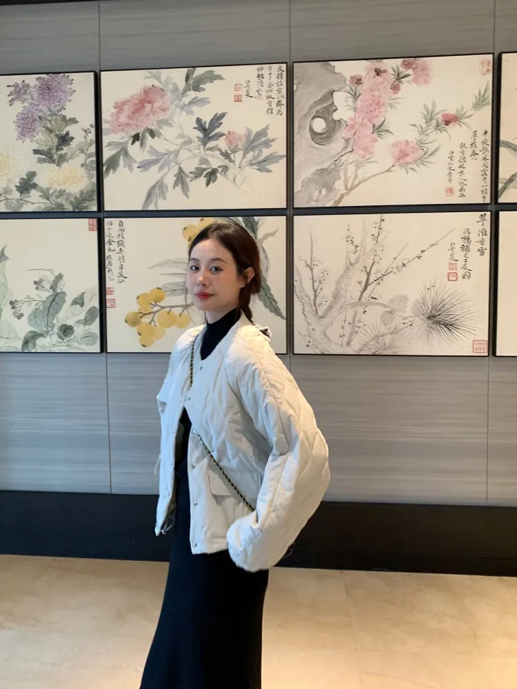 

Легкая хлопковая женская зимняя куртка с воротником в Корейском стиле, свободная круглая универсальная верхняя одежда Ne