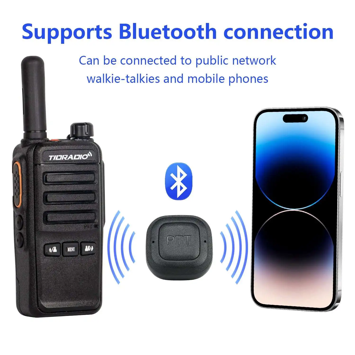 TIDRADIO Wireless Mini PTT Button for Poc Radio and Mobile Phone