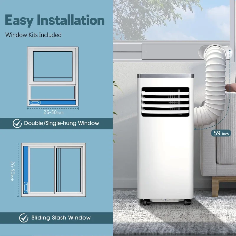 R.W.FLAME 10,000 BTU Portable Air Conditioner, Dehumidifier & Fan, Standing Air Conditioner for Room, Portable AC unit